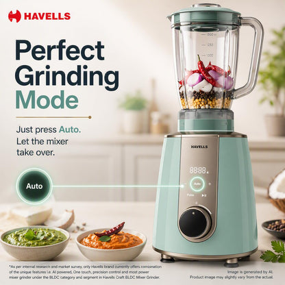 Havells CRAFT Mixer Grinder | 800W | 3 Jar | One Touch Grinding | Unique Touch Control |