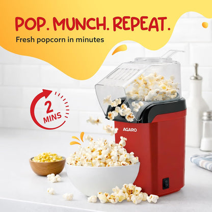 AGARO Delite Electric Popcorn Maker | 1200W | Oil-Free Healthy Snacks |