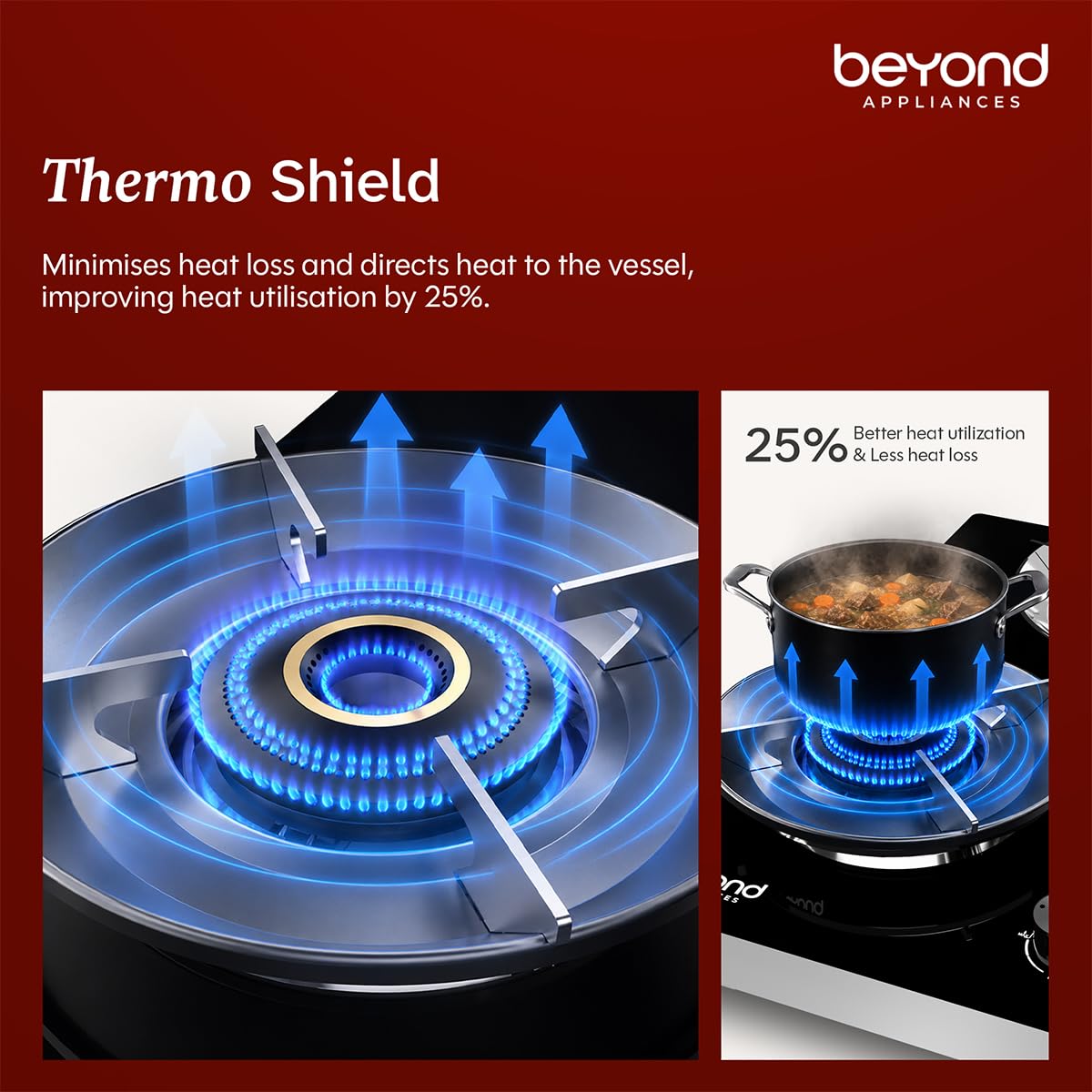 Beyond Appliances Quantum Manual Ignition Gas Saver Stove | 5-Star Energy Rated | LPG & PNG Compatible with 10-Year Warranty |