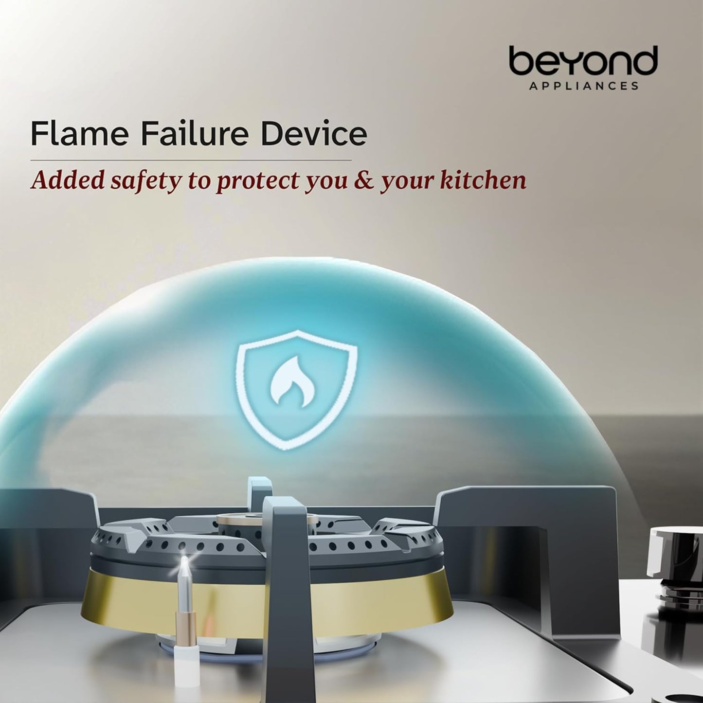 Beyond Appliances Dorado 3 Burner Smart Glass Hobtop Gas Stove | Auto Ignition | Digital Timer |