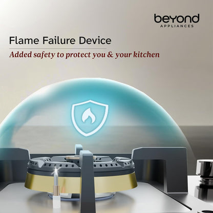 Beyond Appliances Dorado 3 Burner Smart Glass Hobtop Gas Stove | Auto Ignition | Digital Timer |
