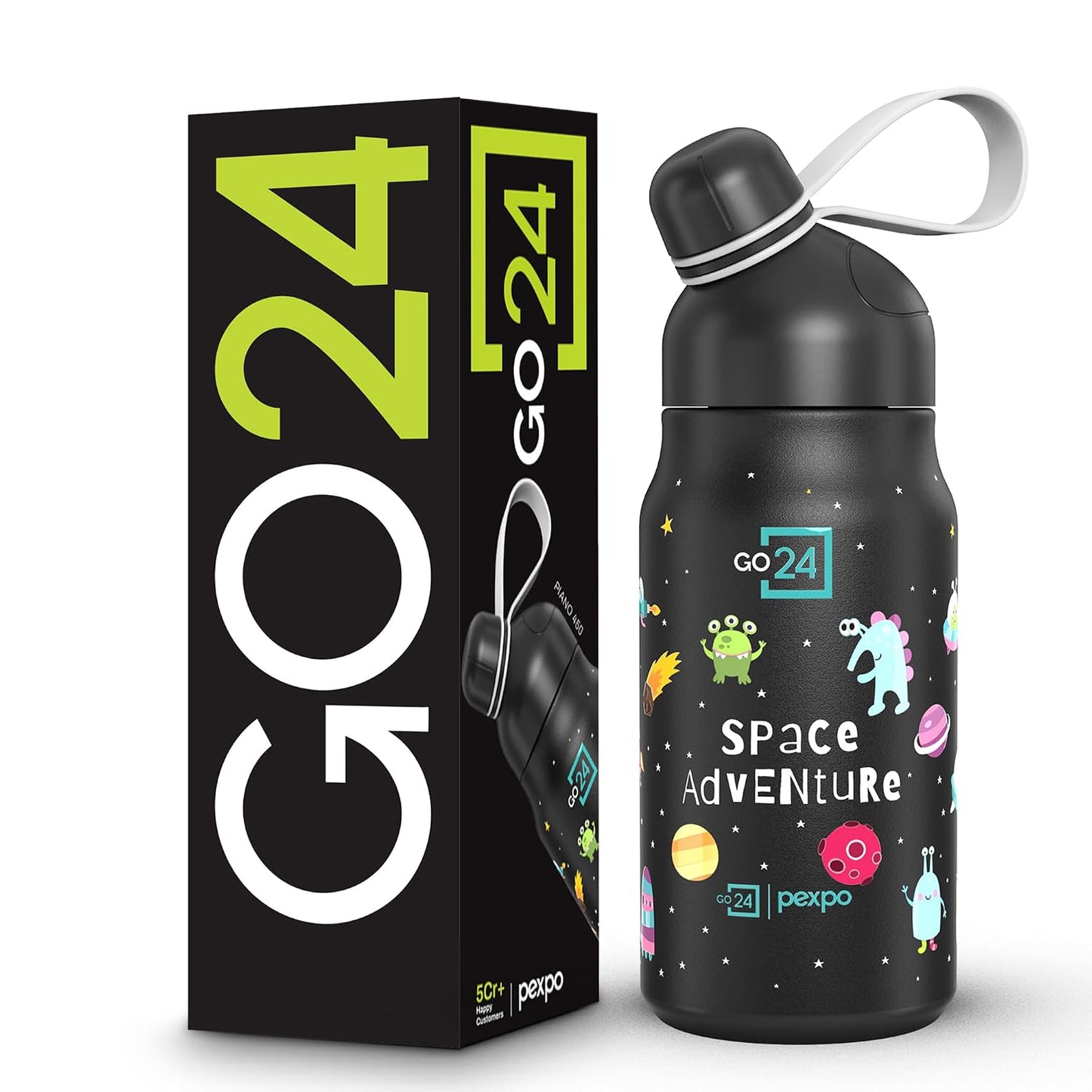Pexpo Stainless Steel Water for Kids | 450 ml | Triple Wall | 450 ml | Leakproof Lid | BPA Free |