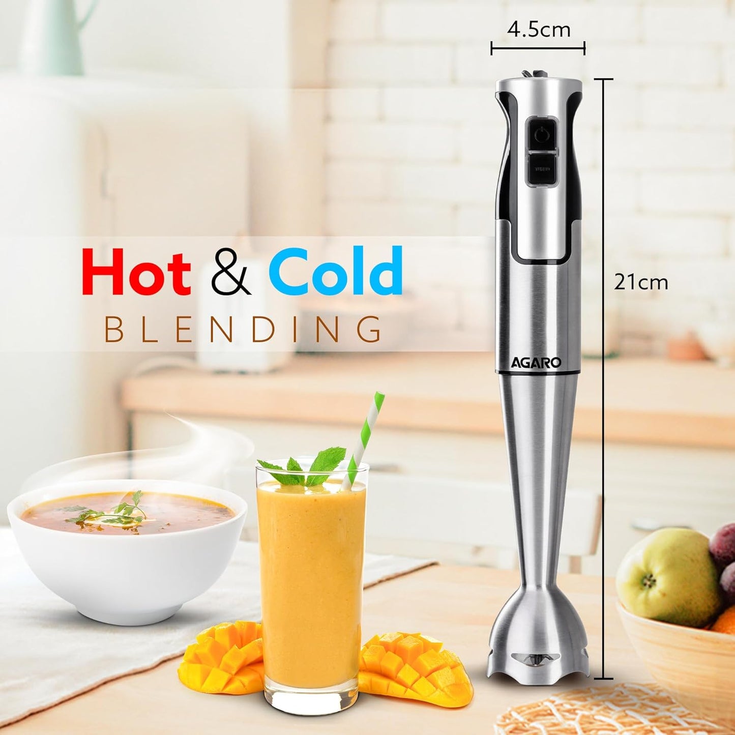 Agaro Regency Hand Blender | 600 W | Order Now | Silver |