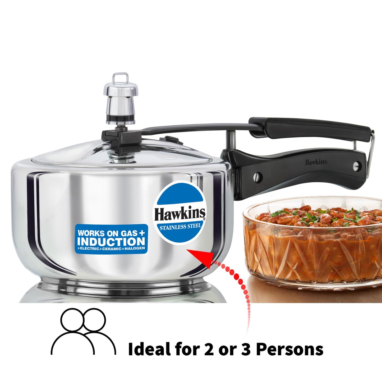 Hawkins Pressure Cooker Stainless Steel Inner Lid Cooker | 2 Litre | Induction Cooker |