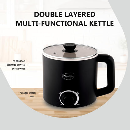 Pigeon Swift Multicook Kettle | 1.5 Litre | Food Grade Stainless Steel Inner Wall | Glass Lid |