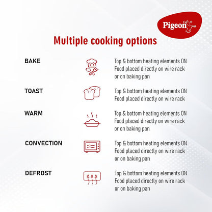 Pigeon 25 Litres OTG With Rotisserie For Grilling And Baking | 1400 Watts | Black |