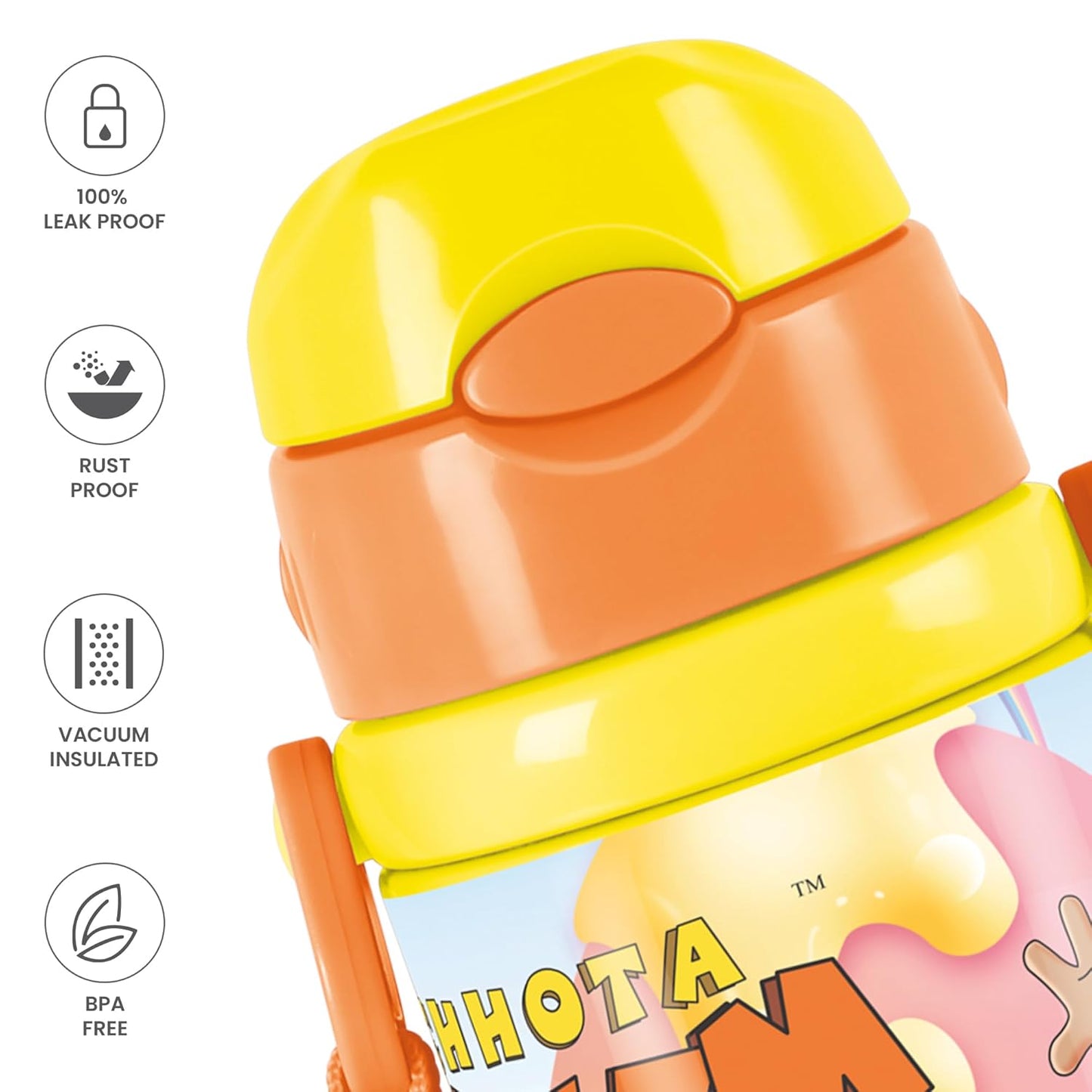 Milton Charmy Kids Chota Bheem Water Bottle | 400 ML | Yellow |