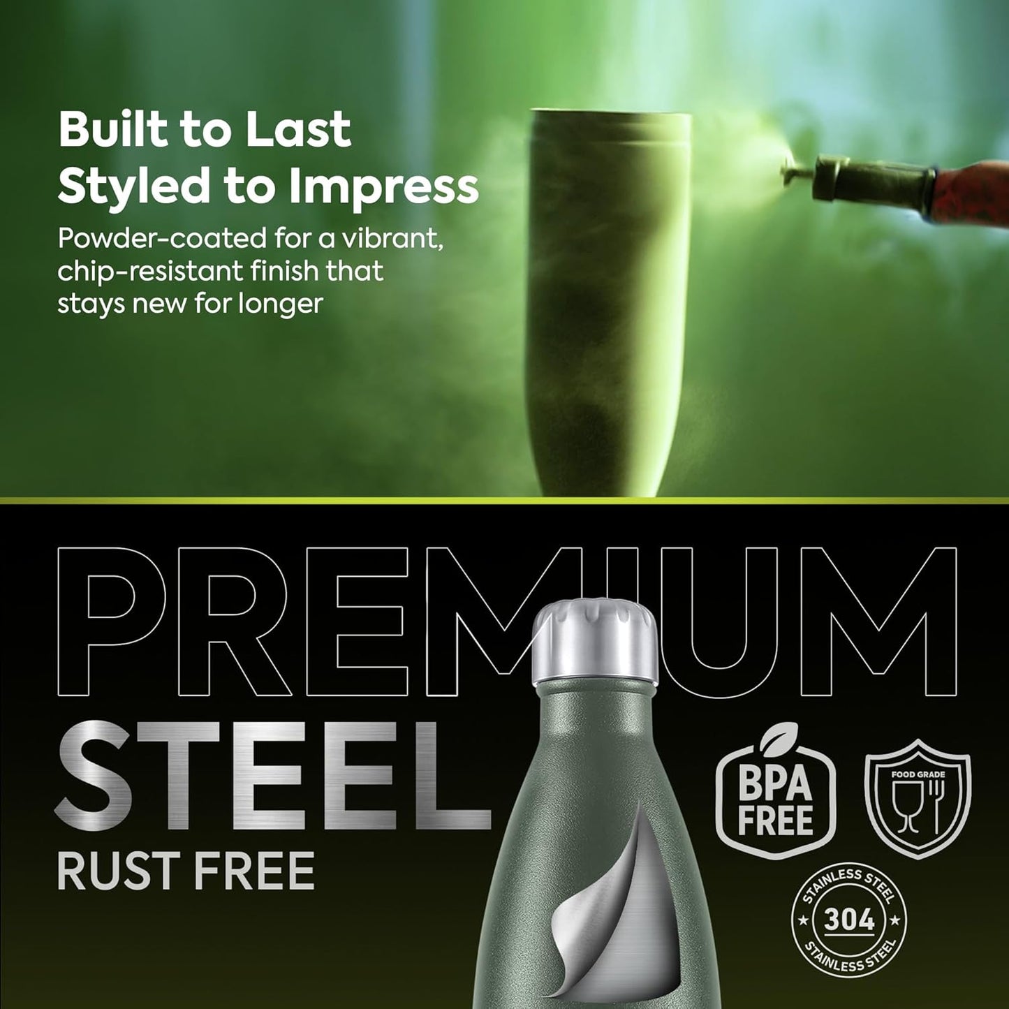 Pexpo Electro 1750ml Water Bottle | Hot & Cold Flask with Jute Bag | Military Green |