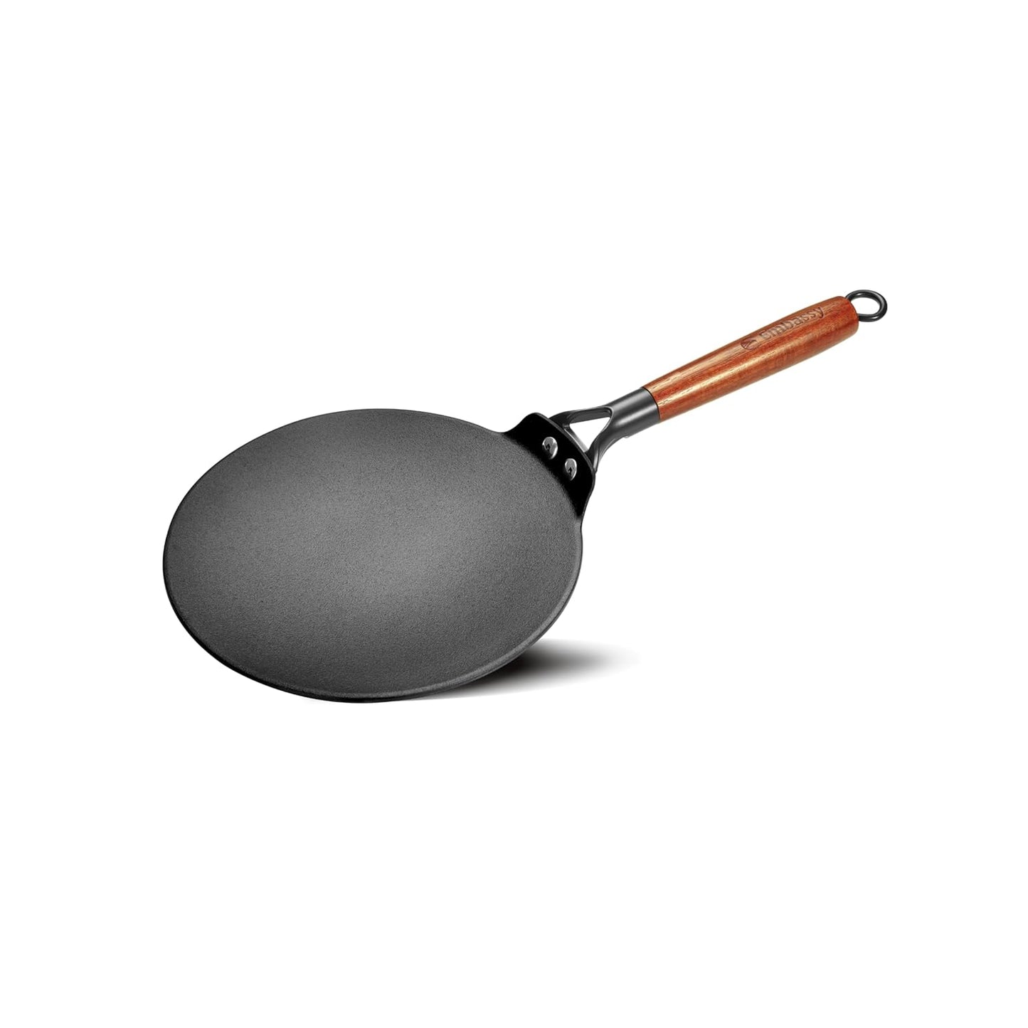 Embassy Touchstone Cast Iron Roti Tawa with Wooden Handle | Induction & gas Stove Compatible |