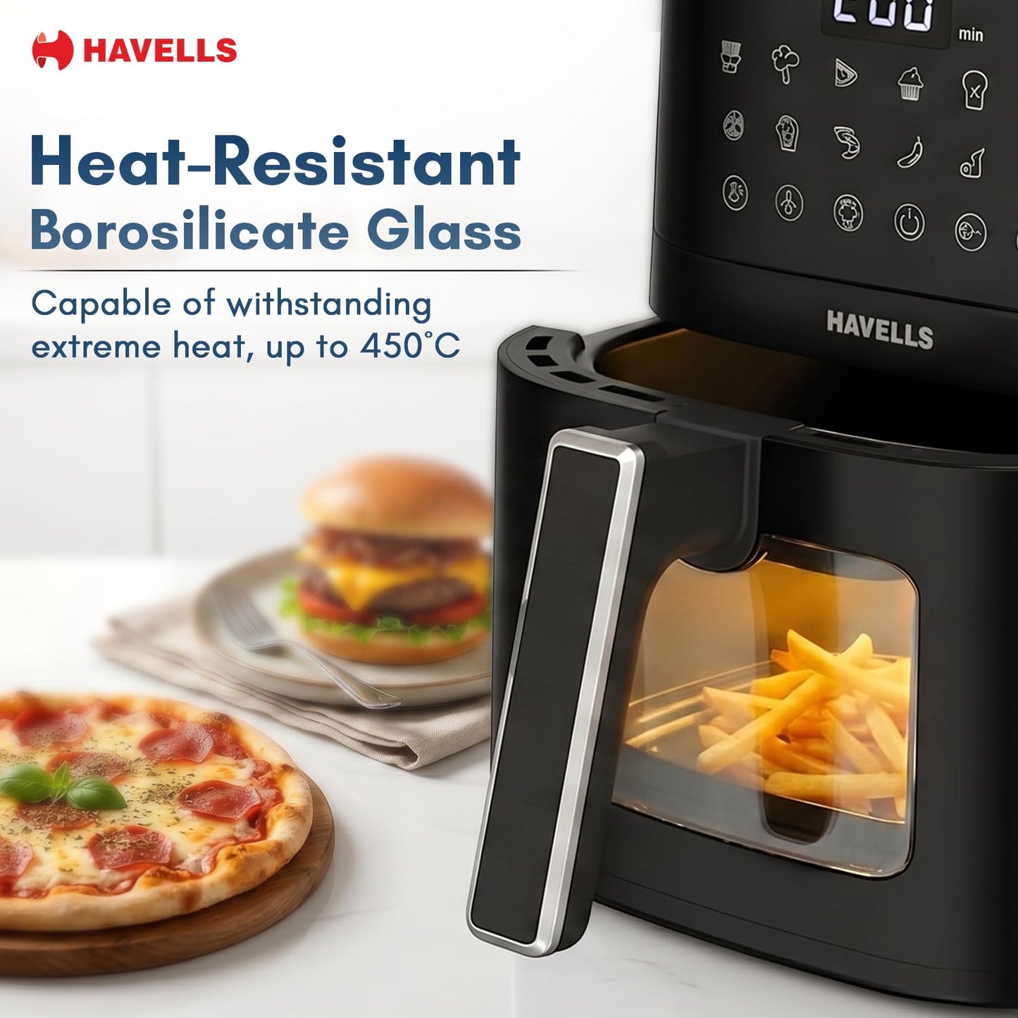Havells Prolife Vista Digital | Air Fryer 4.2 Ltr | 1350 Watts | See Through Window |
