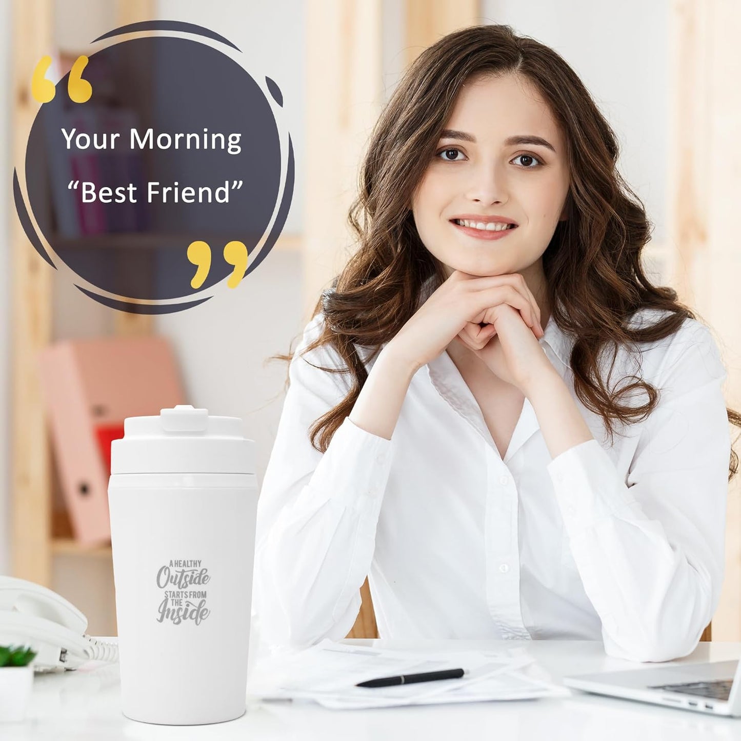 JAYPEE ZIPSIP Pu Insulated Hot & Cold Stainless Steel Coffee Mug | 500ml | White |