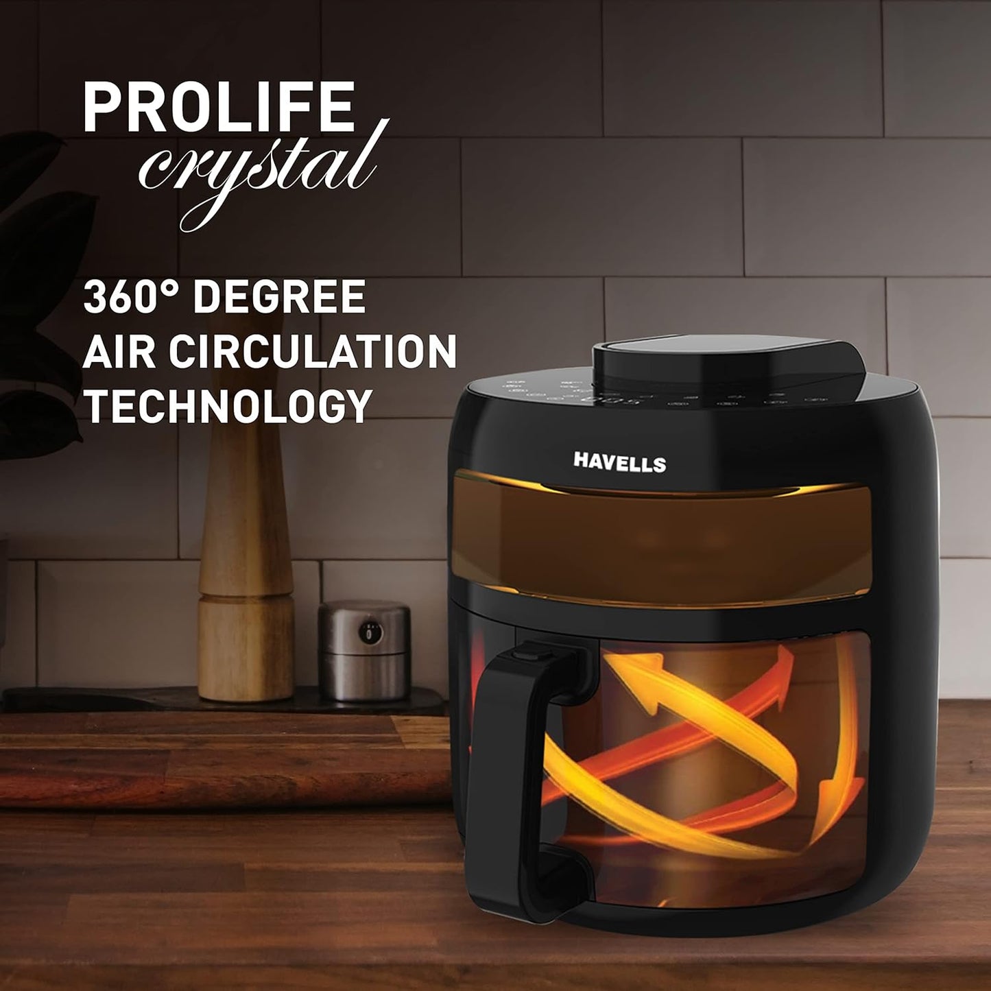 Havells Prolife Crystal | Air Fryer | 5.5L | 1500W | 8 Presets |