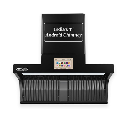 Beyond Orion Auto Clean Kitchen Chimney | 1600 CMH Suction | Filterless | Smart Touchscreen Display & Speaker |