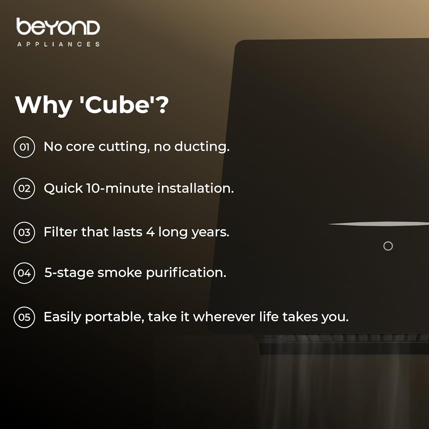 Beyond Cube Chimney | Black | Ductless Design