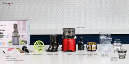 Kuvings EVO 810 with Strainers | Professional Cold Press Juicer Slow| Black | Fruit & Vegetable Juicer