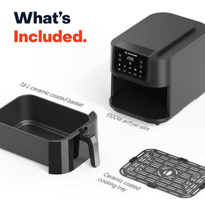 Nutricook Air Fryer Slim XL | 7.5 Litre | Light & Large Basket | 1700W | Toxin-Free Ceramic Coating