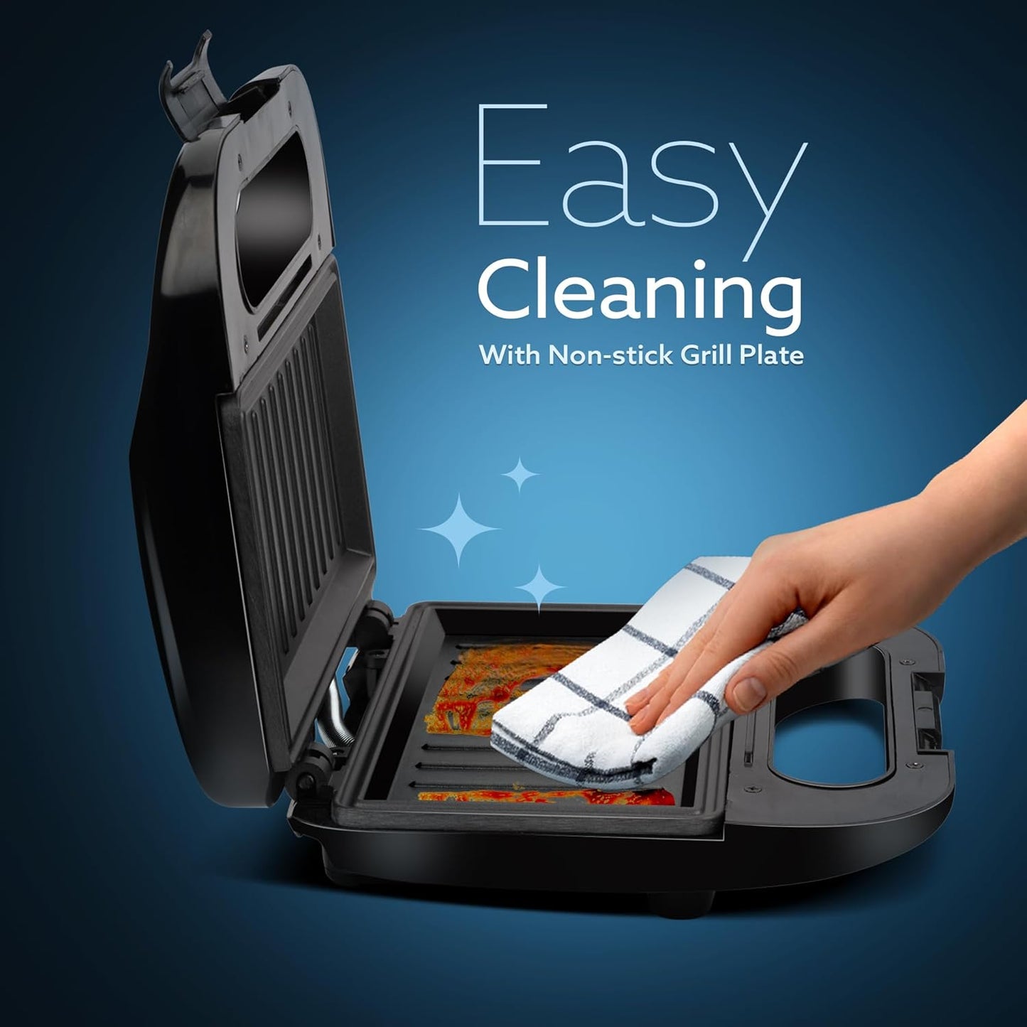 Agaro Primo Sandwich Maker | 750W | Non-Stick Grill Plates | Black |