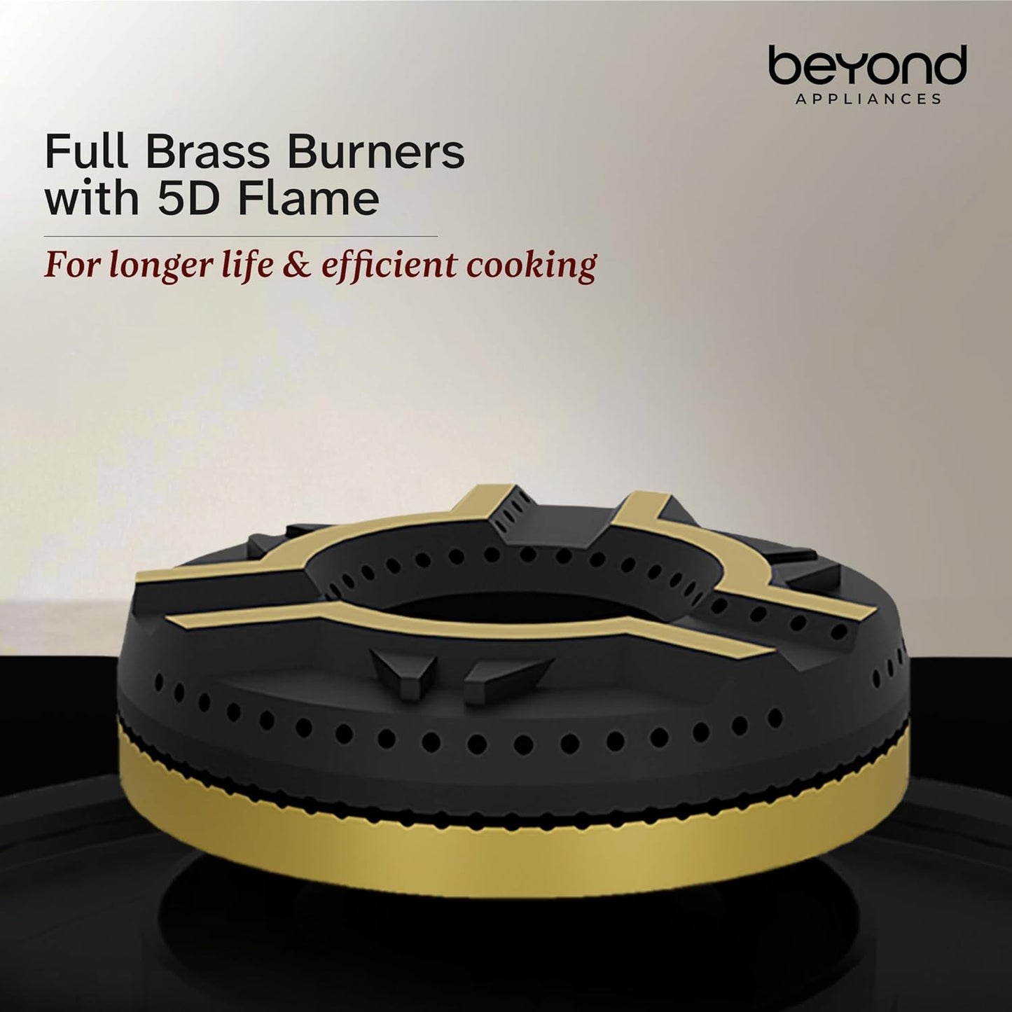 Beyond Appliances Solaria 3 Burner Smart Gas Stove | Auto Ignition| Digital Timer & Flame Failure Device | Full Brass Burners | Toughened Glass | ISI Certified |