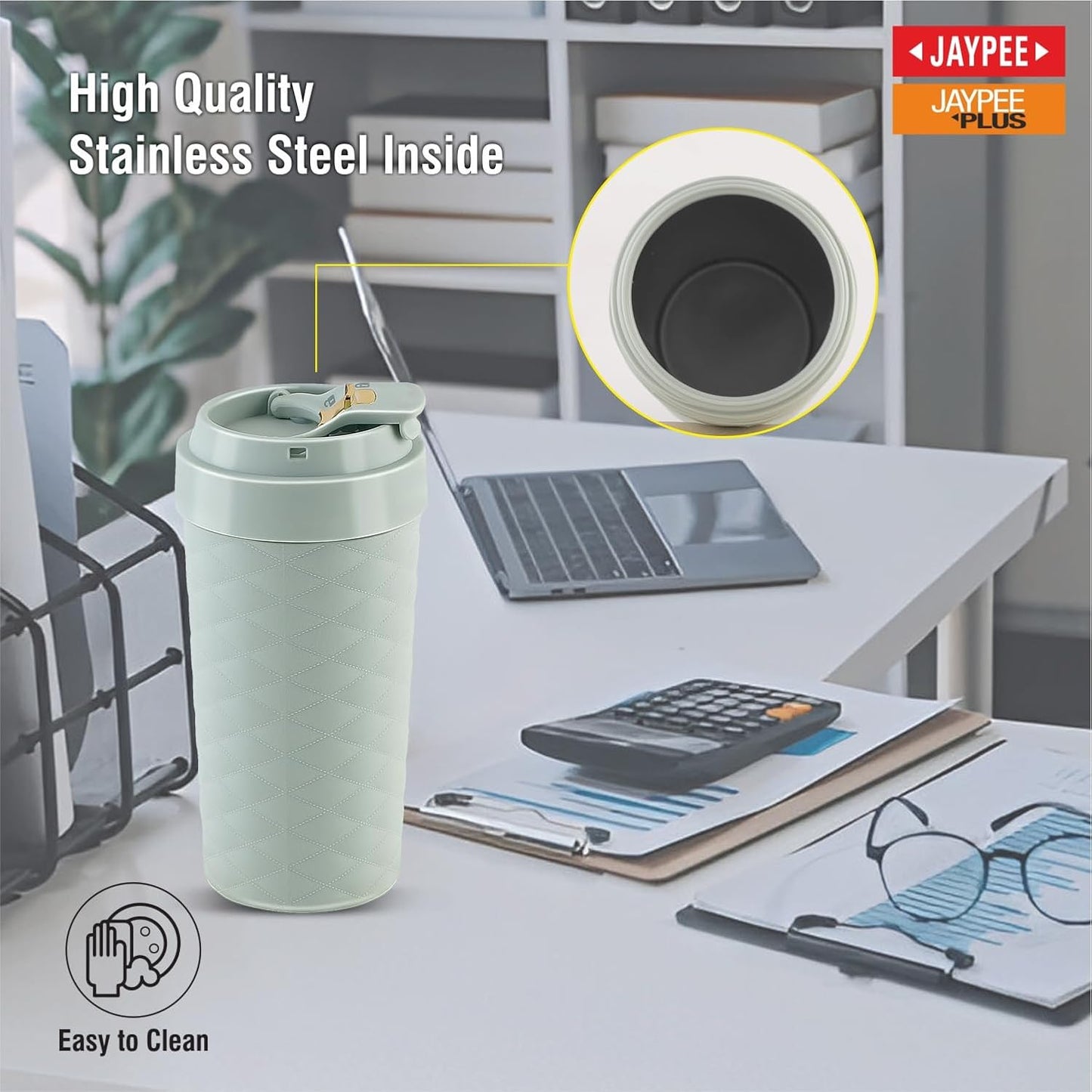JAYPEE Luxip Sipper Pu Insulated Inner Stainless Steel  | 385ml | Pista Green |