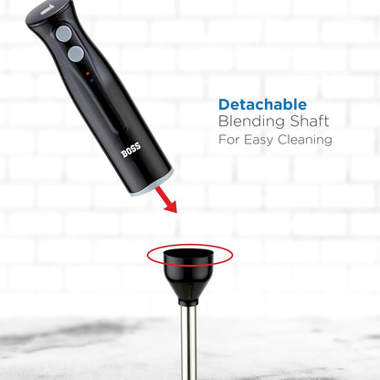 BOSS Zest Cordless Hand Blender | 150-Watts | Black | - Infinia Home and Kitchen