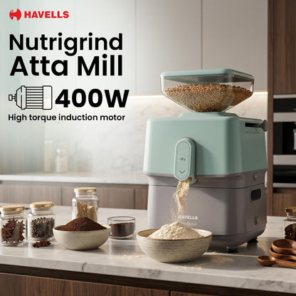 Havells Nutri Grind Atta Mill | 400W | High Torque Induction Motor | Slow Speed Grinding