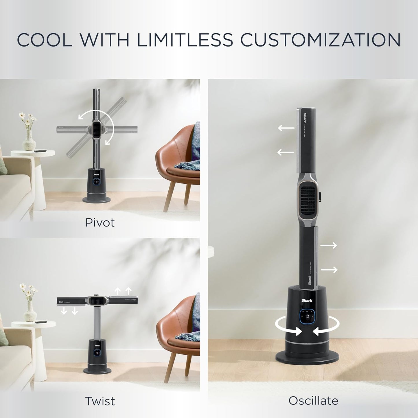 Shark TurboBlade Cool + Heat 2-in-1 Bladeless Tower Fan | Powerful Cooling |