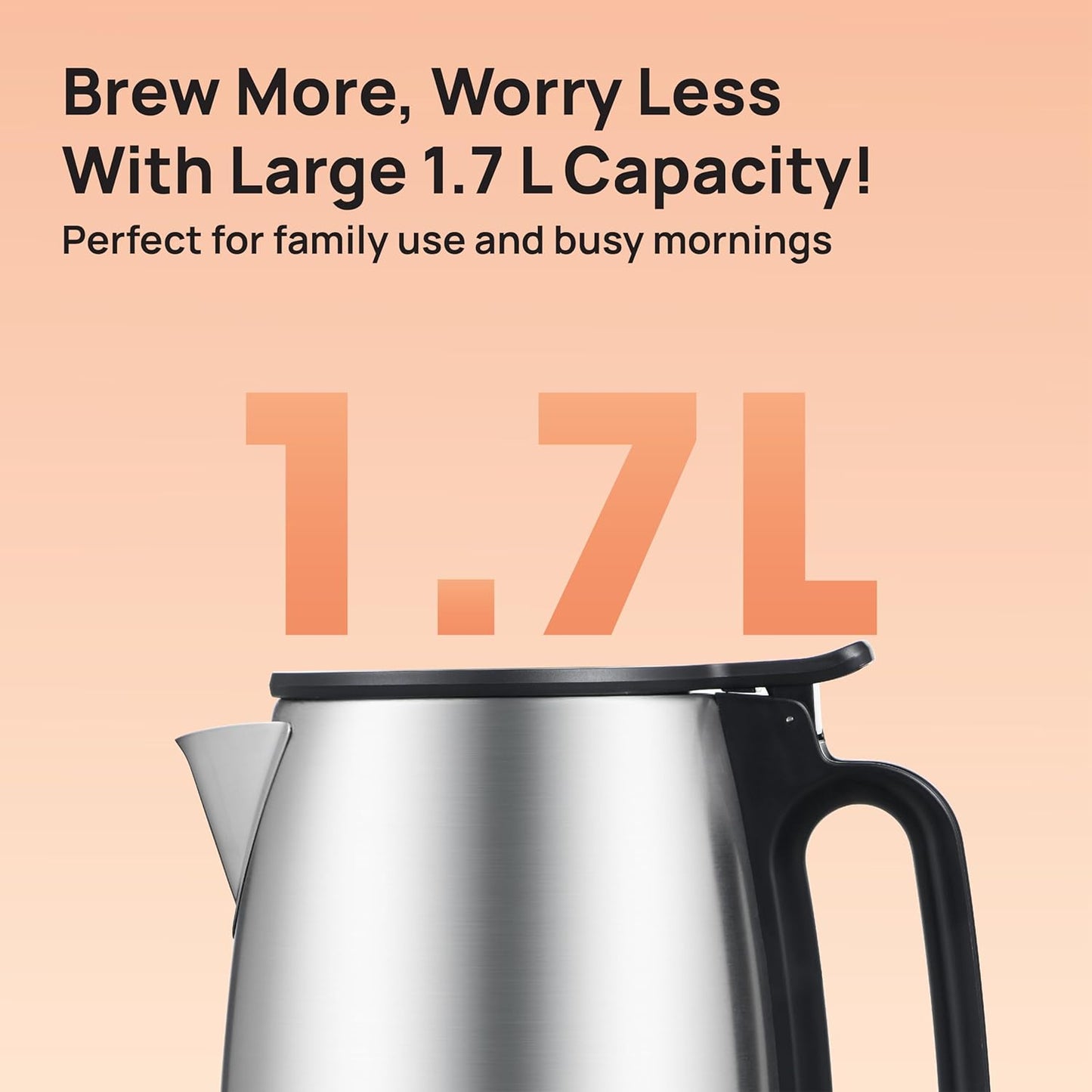 Havells Vesta Electric Kettle | Large 1.7L | 2000 Watts | 360° Cordless Control |