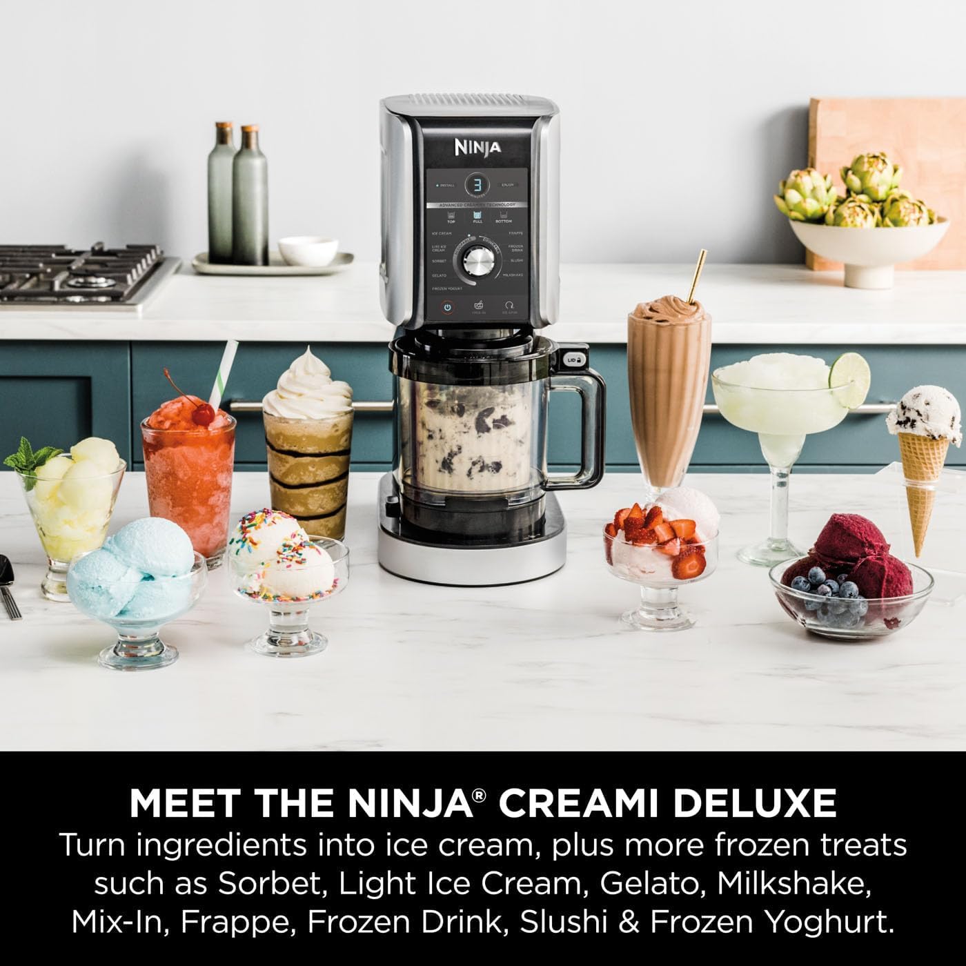 Ninja CREAMi Deluxe Ice Cream & Frozen Dessert Maker | Gelato, Sorbet & Milkshake Machine | 10 Functions |