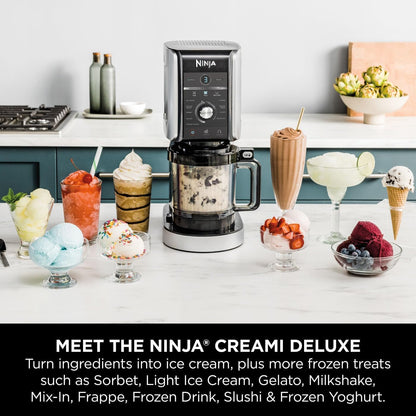 Ninja CREAMi Deluxe Ice Cream & Frozen Dessert Maker | Gelato, Sorbet & Milkshake Machine | 10 Functions |