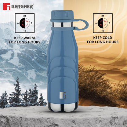 Bergner Walking Thermo Steel Bottle | Blue | Leak Proof | 500ml |
