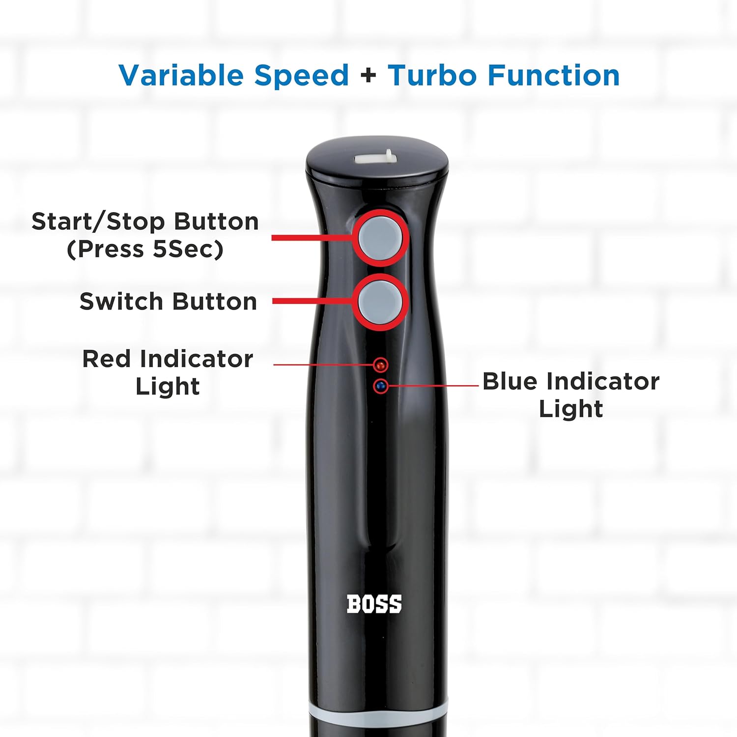 BOSS Zest Cordless Hand Blender | 150-Watts | Black | - Infinia Home and Kitchen