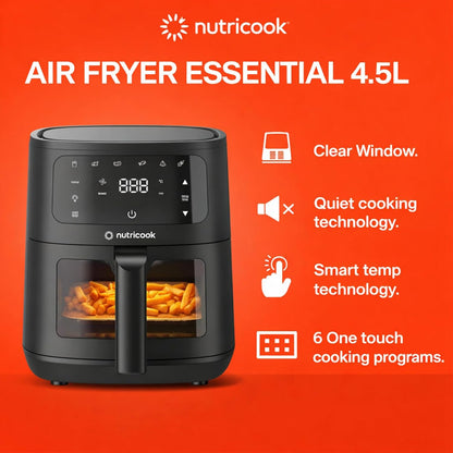 Nutricook Vision AIr Fryer | 4.5 L | 6 Cooking Programs | 1300W | 2 Years Warranty | Black |