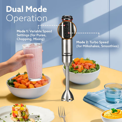 Agaro Grand Hand Blender with Chopper, Jar & Whisker | 1000W | Black |