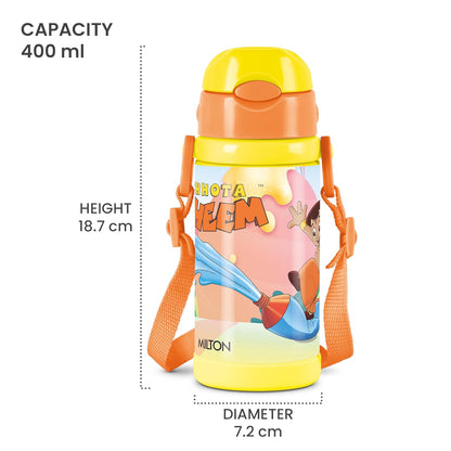 Milton Charmy Kids Chota Bheem Water Bottle | 400 ML | Yellow |