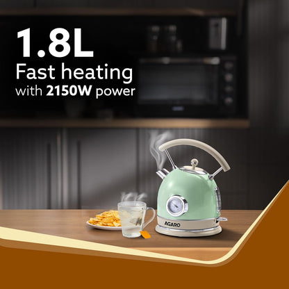 Agaro Regency Vintage Kettle | 1.8L | Stylish | Fast Boiling | Green |