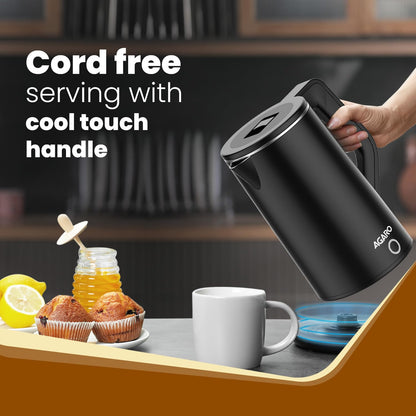 Agaro Elegant Stainless Steel Electric Kettle | 1.8 Litre | Black | Auto-Shut off |