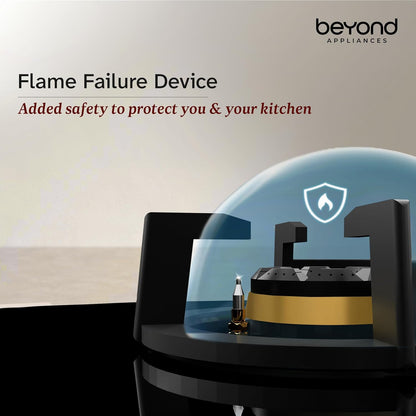 Beyond Appliances Altair 4 Burner Glass Gas Stove | Auto Ignition | Digital Timer | Toughened Glass |