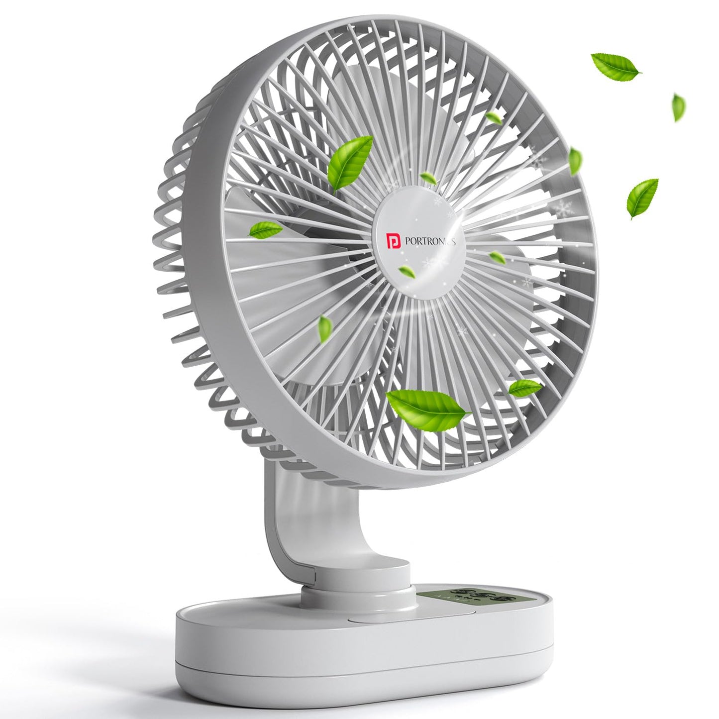 Portronics Airloop Portable Desk Fan with Automatic 92° Oscillation | 90° Tilt | Rechargeable |