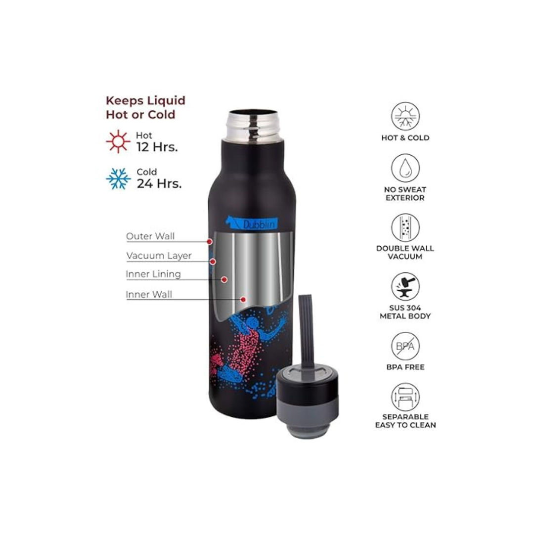 Dubblin Champ Stainless Steel Water Bottle | Blue | 500ml |