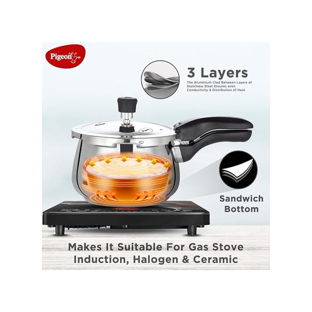 Pigeon Inox Pro Cooker | 2 Liter + Favo Flat Tawa Worth Rs. 995 FREE