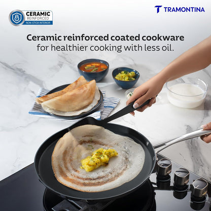 Tramontina Fusao Triply Ceramic Dosa Tawa | 30 cm | Long Lasting Performance | All Cooktop Compatible |