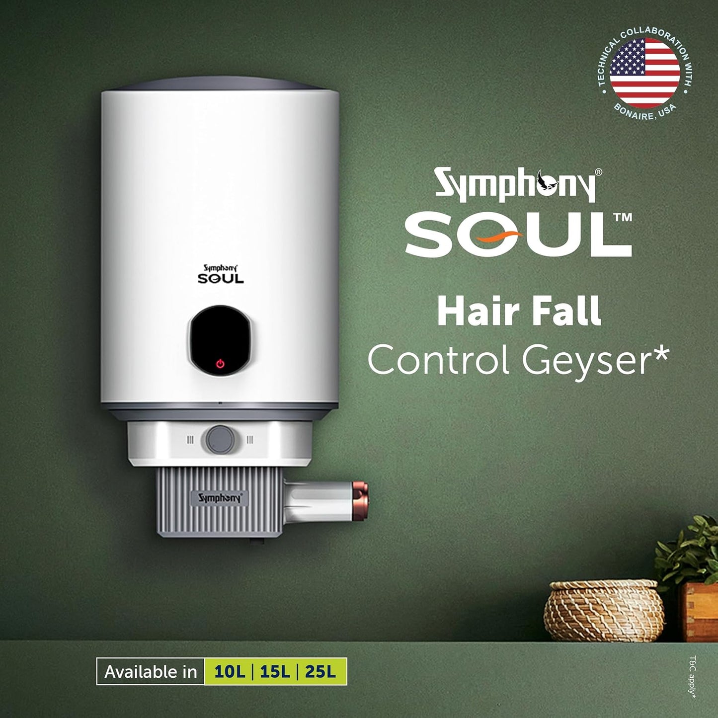 Symphony Soul Geyser with Puropod Filter | Hair Fall Control Geyser | White |