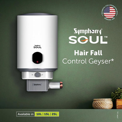 Symphony Soul Geyser with Puropod Filter | Hair Fall Control Geyser | White |