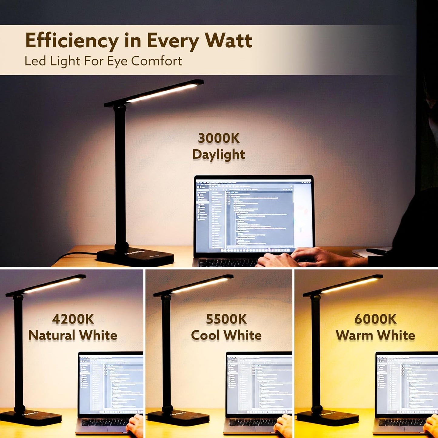 AGARO Regal Study Table Lamp | 5W LED Desk Light | USB Type-C | Touch Control |