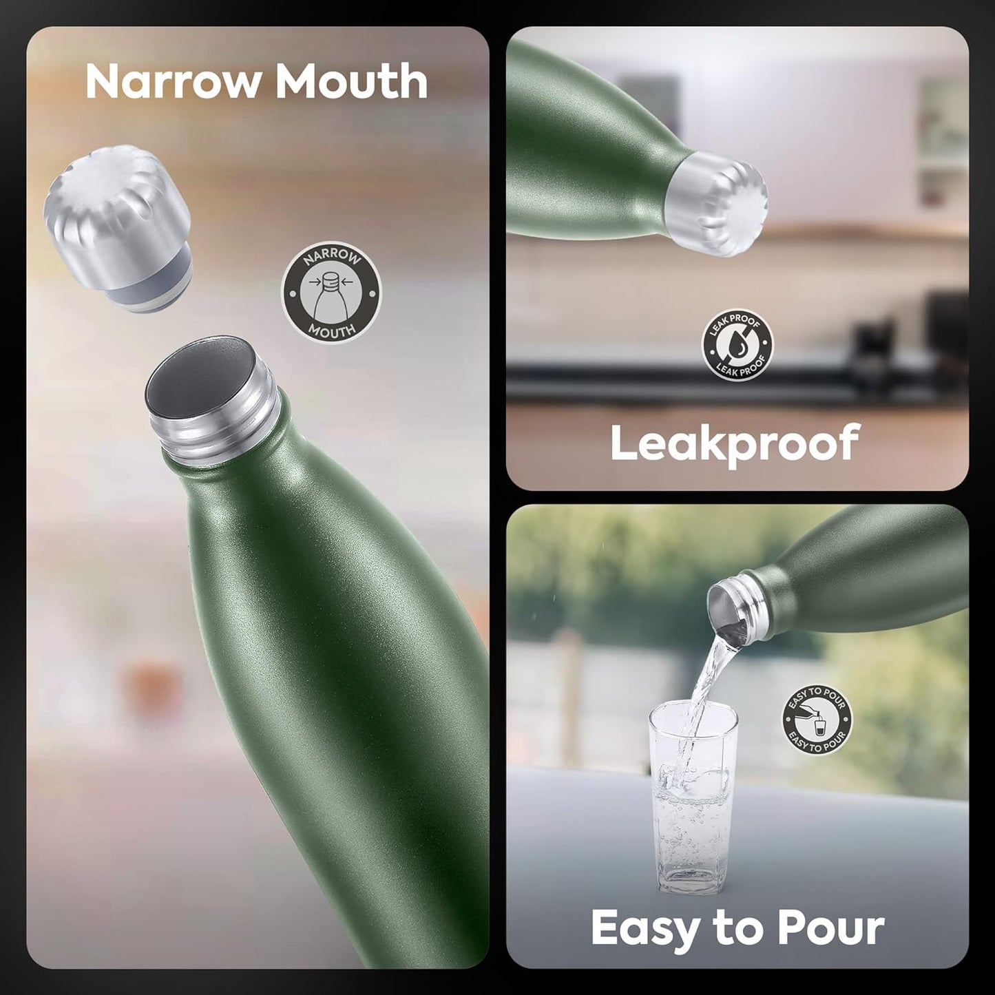 Pexpo Electro 1750ml Water Bottle | Hot & Cold Flask with Jute Bag | Military Green |