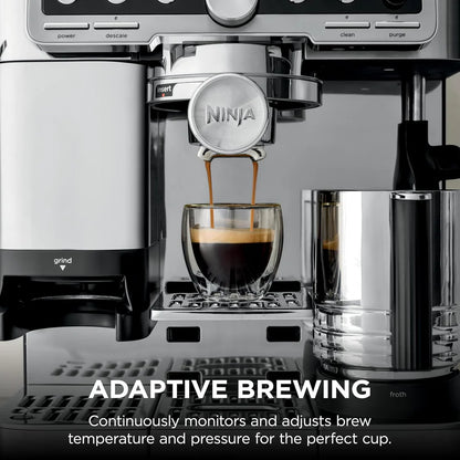 Ninja Luxe Pro 4-in-1 Coffee Machine | Espresso, Cappuccino & Latte Maker | Barista Assist |