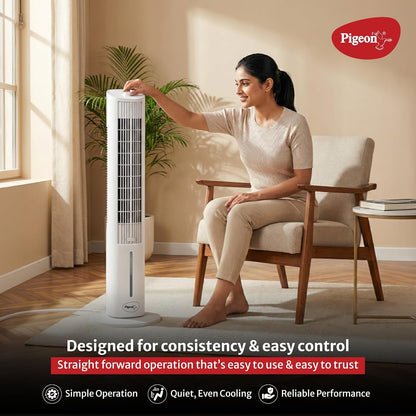 Pigeon Cooling Portable Tower Fan | High Performance | 3 Speed | Quiet Operation |