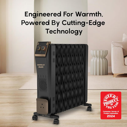 Havells Hestio 15 Wave | Fin OFR (Oil Filled Radiator) | Room Heater | 2900 W | 3 Heat Settings
