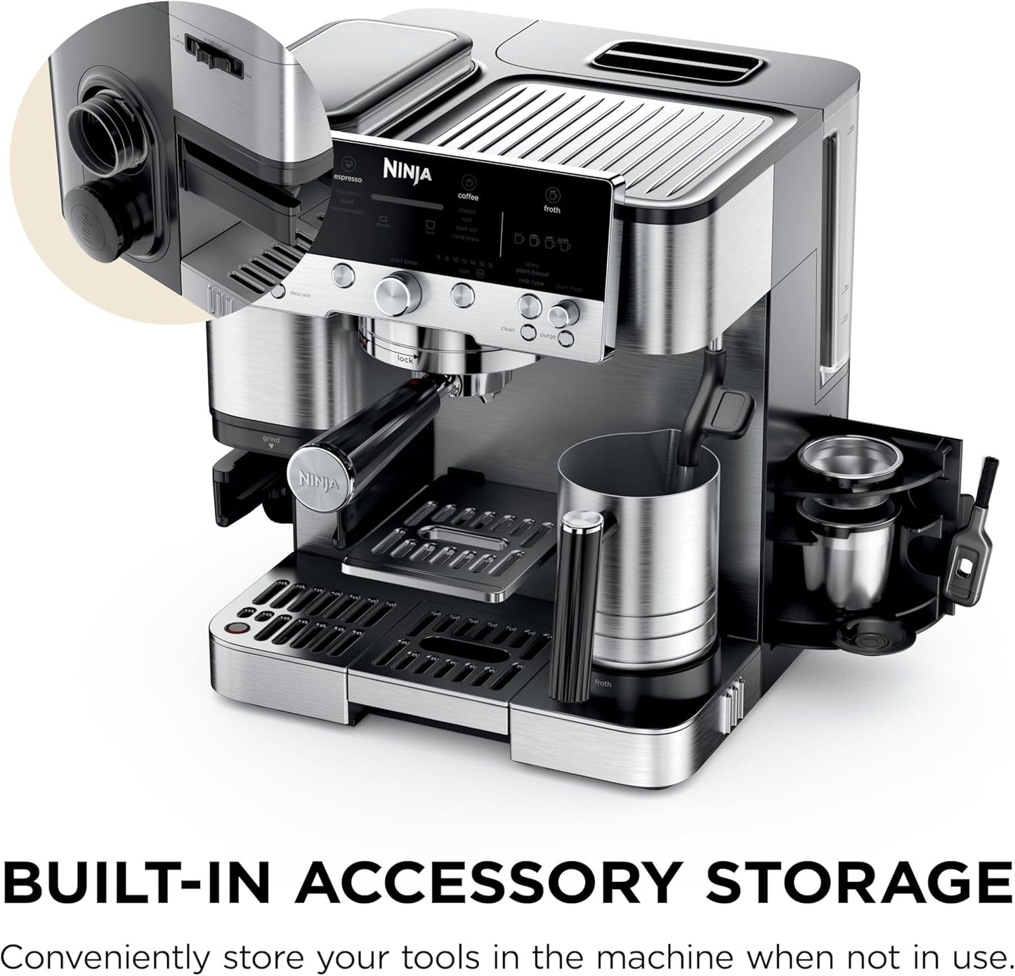 Ninja Luxe Café Premier 3-in-1 Espresso Machine with Built-in Grinder & Scale | Stainless Steel Coffee Maker | Barista Style Coffee at Home |