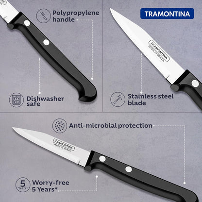 Tramontina Ultracorte Vegetable & Fruit Knife | Stainless Steel Knife | Antimicrobial Handle | Dishwasher Safe | 5-Year Warranty |